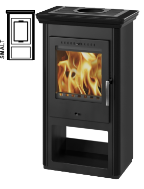 Krbová kamna Borgholm THORMA BORGHOLM SMALT černý lak - smaltované černé bočnice, keramická římsa