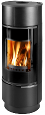 Sloupová krbová kamna THORMA Filakovo - Exkluziv Line Krbová kamna ATIKA keramika černá-matná s akumulací, černý lak