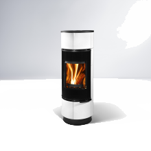 Sloupová krbová kamna THORMA Filakovo - Exkluziv Line Krbová kamna ATIKA keramika bílá, černý lak